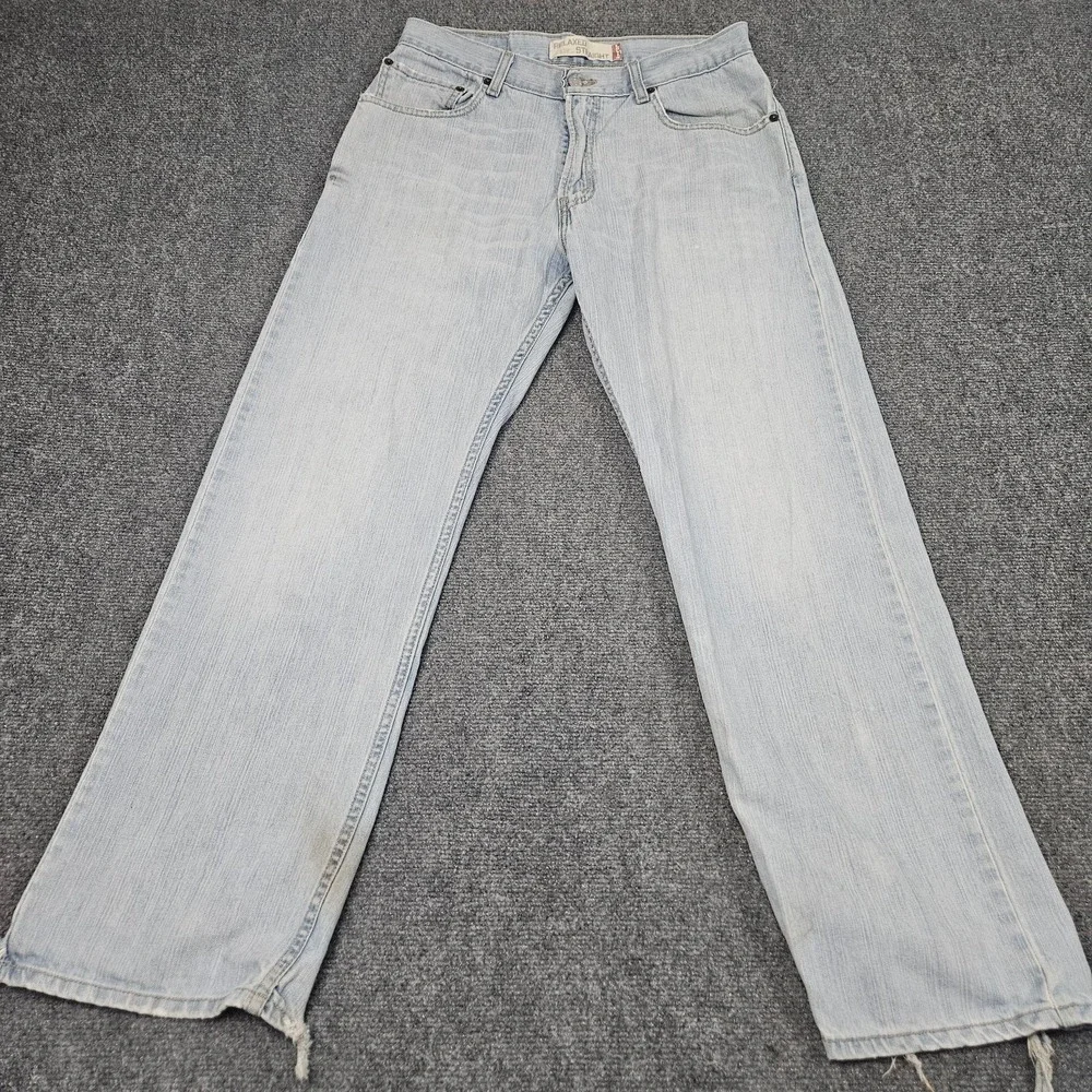 Vintage Levis 559‎ Relaxed Straight Jeans 31x30 Light Wash Distressed Grunge Y2K
